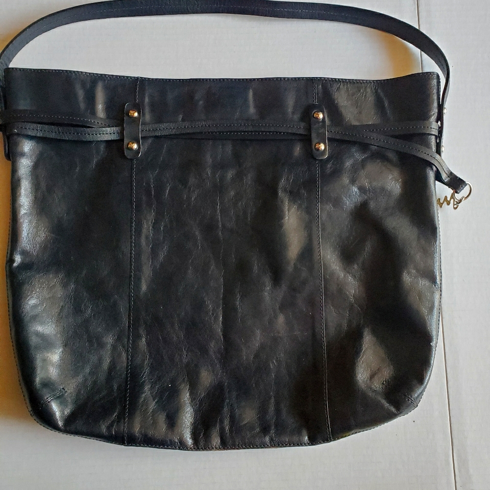 Monsac Black Leather Tote Bag